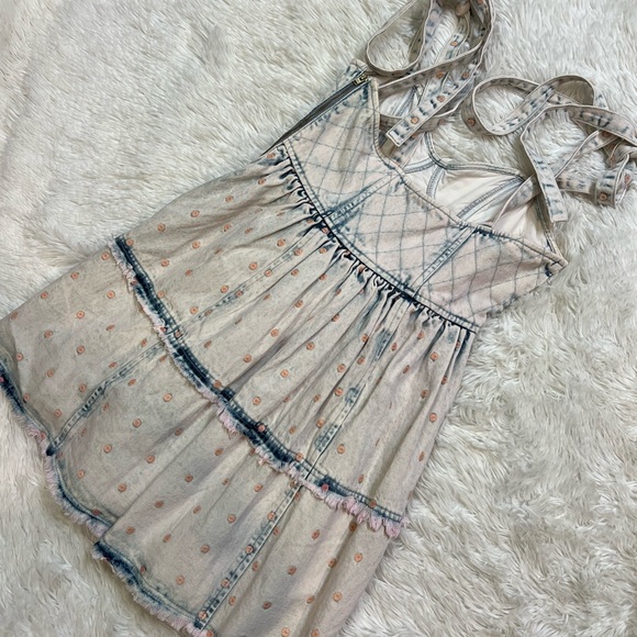 LoveShackFancy Dorna Dress Acid Wash Pink Mini Ruffle - Picture 8 of 9